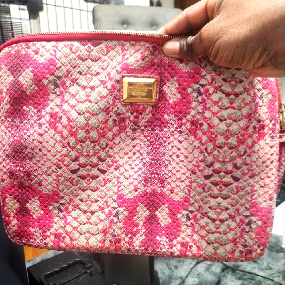Marc Jacobs  fuchsia  Neoprene Laptop Tablet Case Sleeve Bag Clutch python